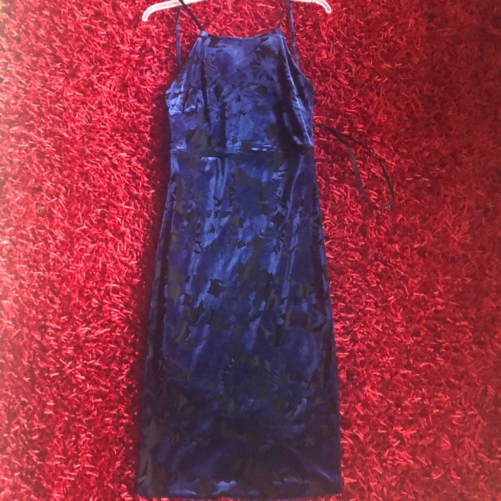 Blue and Black Spaghetti Strap Dress